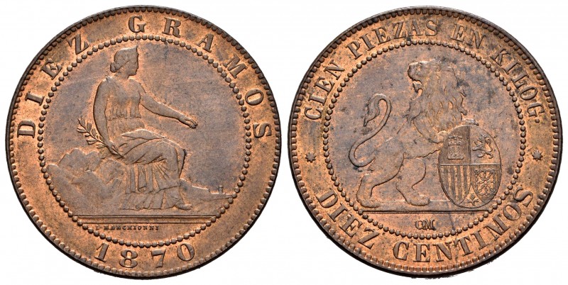 Gobierno Provisional (1868-1871). 10 céntimos. 1780. Barcelona. OM. (Cal 2008-24...
