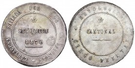 Revolución Cantonal. 5 pesetas. 1873. Cartagena (Murcia). (Cal 2019-tipo 6). Ag. 29,05 g. No coincidente. Vano. EBC-. Est...350,00. // ENGLISH: Canton...