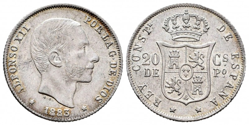 Alfonso XII (1874-1885). 20 centavos. 1883. Manila. (Cal 2008-90). Ag. 5,15 g. M...