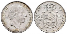 Alfonso XII (1874-1885). 20 centavos. 1883. Manila. (Cal 2008-90). Ag. 5,15 g. Muy escasa en esta conservación . EBC-. Est...350,00. // ENGLISH: Alfon...