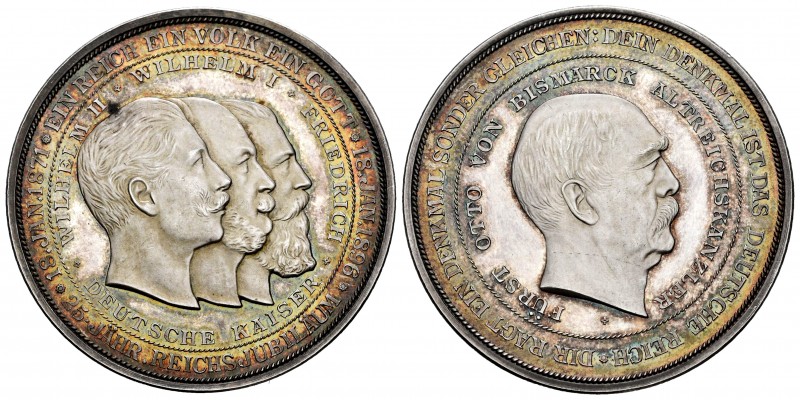 Alemania. Prussia. Wilhelm II. Otto von Bismarck. Medalla. 1871. Ag. 27,91 g. Es...