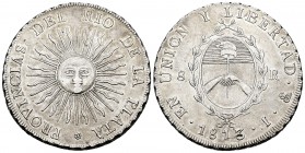 Argentina. Río de la Plata. 8 reales. 1813. Potosí. (Km-5). Ag. 26,86 g. Muy escasa. EBC-. Est...700,00. // ENGLISH: Argentina. Río de la Plata. 8 rea...