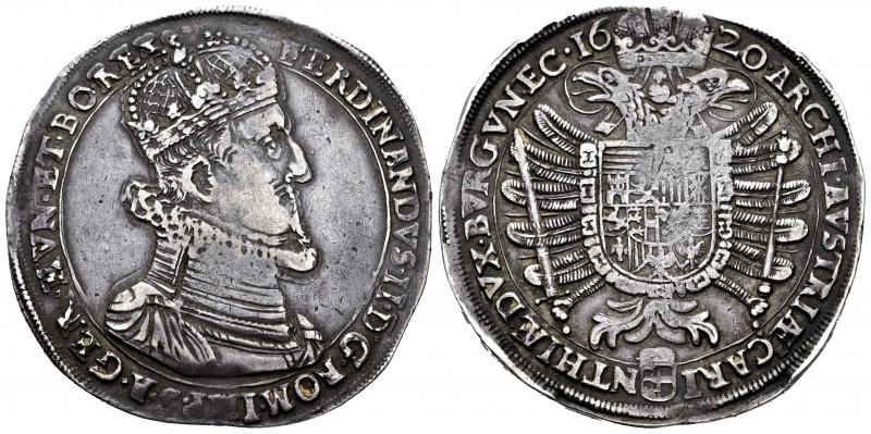 Austria. Ferdinand II. 1 thaler. 1620. Klagenfurt. (Dav-3114). (Km-266). Ag. 28,...