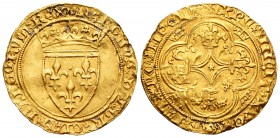 Francia. Charles VI. Ecu d’or à la couronne. (1380-1422). (Dav-369). (Fried-291). Au. 3,81 g. Alabeada. Golpecitos. EBC-. Est...450,00. // ENGLISH: Fr...