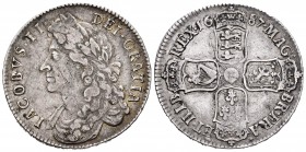 Gran Bretaña. James II. 1/2 corona. 1687. (Km-452). (S-3408). Ag. 14,73 g. Leves rayitas. Tono. Muy escasa. MBC+. Est...300,00. // ENGLISH: United Kin...