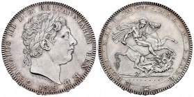 Gran Bretaña. George III. 1 corona. 1819. (Km-675). (S-3787). Ag. 28,30 g. En el canto ANNO REGNI LIX. Muy escasa en esta conservación. EBC+. Est...50...