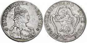 Italia. Venecia. Francesco Lorean. Tallero. 1756. (Gamberini-1604). (Km-625). (Dav-1552). Ag. 27,96 g. Tipo con el número 1 curvo en la fecha. Rara. B...