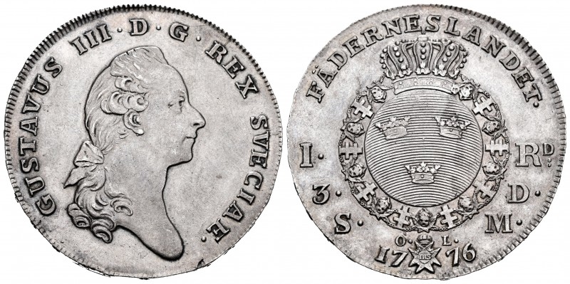 Suecia. Gustaf III. Riksdaler (3 Daler silvermynt). 1776. OL. (Km-514). (Dav-173...