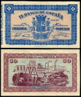 50 pesetas. 1937. Gijón. (Ed 2017-NE 33a). Septiembre, escudo de España, Asturias y León. No emitido, sin numeración ni matriz. Alguna arruga de papel...