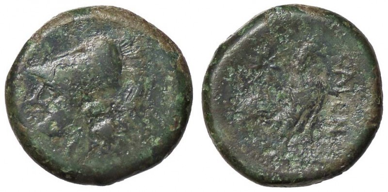 GRECHE - CAMPANIA - Cales - AE 18 - Testa di Atena a s. /R Gallo a d ; a s., una...