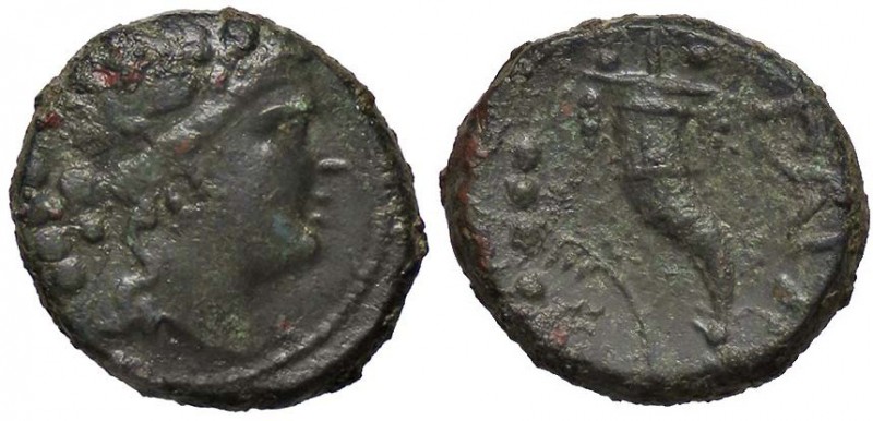 GRECHE - LUCANIA - Paestum - Triente - Testa di Dioniso a d., dietro quattro glo...