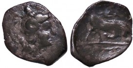 GRECHE - LUCANIA - Thurium - Triobolo - Testa elmata di Atena a d. /R Toro cozzante a d.; in esergo, un caduceo Mont. 2850; S. Ans. 1160 (AG g. 0,87)...