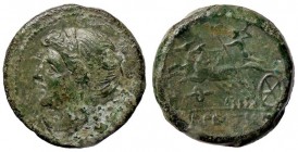 GRECHE - BRUTTIUM - Brettii - Emioncia ridotta - Busto diademato della Nike a s. /R Zeus su biga a s., sotto una torcia Mont. 3168; S. Ans. 115 (AE g....