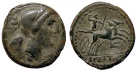 GRECHE - BRUTTIUM - Brettii - Emioncia ridotta - Busto diademato della Nike a d. /R Zeus su biga a d. con scettro fulmine Mont. 3173 var. (AE g. 3,53)...