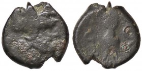 GRECHE - BRUTTIUM - Cosenza - Obolo - Testa di Artemide a d. /R Arco e tre lance Mont. 3256 (AE g. 5,43)
MB