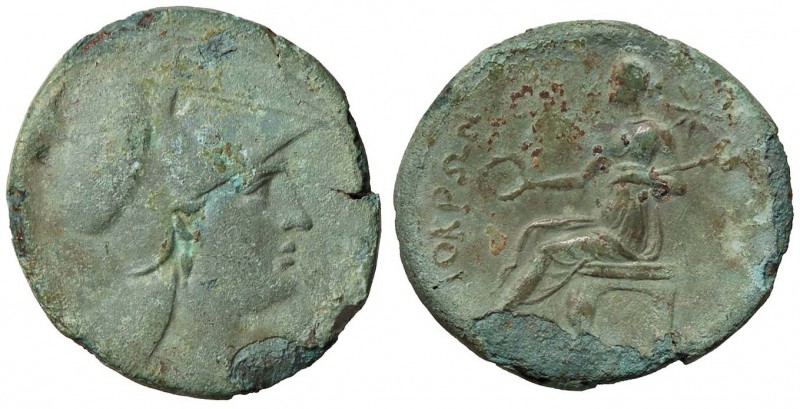 GRECHE - BRUTTIUM - Locri Epizephyrii - AE 27 - Testa di Atena a d. /R Persefone...