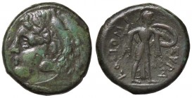 GRECHE - SICILIA - Siracusa - Pirro (278-276 a.C.) - AE 21 - Testa di Eracle a s. /R Atena stante a d. con lancia e scudo; nel campo a s., un fulmine ...