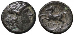 ROMANE REPUBBLICANE - ANONIME - Monete romano-campane (280-210 a.C.) - Litra - Testa laureata di Apollo a d. /R Cavallo al galoppo a s. Cr. 26/3 (AE g...