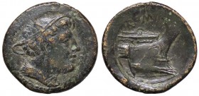 ROMANE REPUBBLICANE - ANONIME - Monete semilibrali (217-215 a.C.) - Semuncia - Testa di Mercurio a d. /R Prua di nave a d. Cr. 38/7; Syd. 87 (AE g. 4,...