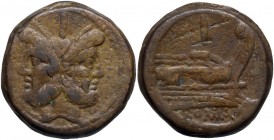 ROMANE REPUBBLICANE - ANONIME - Monete senza simboli (dopo 211 a.C.) - Asse - Testa di Giano /R Prua di nave a d., sopra I Cr. 56/2; Syd 143 (AE g. 39...