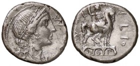 ROMANE REPUBBLICANE - AEMILIA - Man. Aemilius Lepidus (114-113 a.C.) - Denario - Busto di Roma a d. /R Statua equestre su tre arcate B. 7; Cr. 291/1 (...