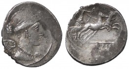 ROMANE REPUBBLICANE - CARISIA - T. Carisius (46 a.C.) - Denario - Busto della Vittoria a d. /R La Vittoria su biga a d. B. 2; Cr. 464/4 (AG g. 3,53) D...