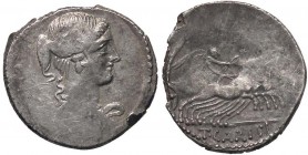 ROMANE REPUBBLICANE - CARISIA - T. Carisius (46 a.C.) - Denario - Busto della Vittoria a d. /R La Vittoria su quadriga a d. B. 3; Cr. 464/5 (AG g. 3,4...