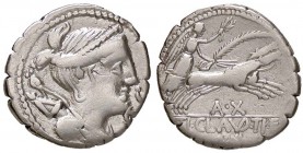 ROMANE REPUBBLICANE - CLAUDIA - Ti. Claudius Ti. F. Ap. n. Nero (79 a.C.) - Denario serrato - Busto di Diana a d. con arco e faretra /R La Vittoria su...