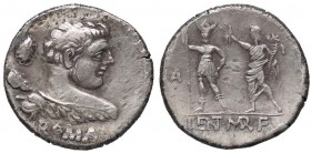 ROMANE REPUBBLICANE - CORNELIA - P. Cornelius Lentulus Marceli f. (100 a.C.) - Denario - Busto di Ercole a d. con clava e scudo /R Roma armata di lanc...