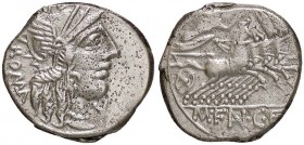 ROMANE REPUBBLICANE - FANNIA - M. Fannius C. f. (123 a.C.) - Denario - Testa di Roma a d. /R La Vittoria con corona su quadriga verso d. B. 1; Cr. 275...