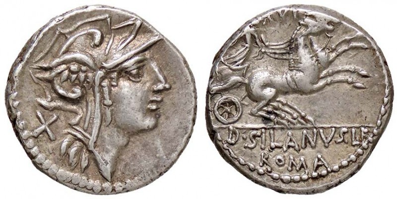 ROMANE REPUBBLICANE - JUNIA - D. Junius Silanus L. f. (91 a.C.) - Denario - Test...