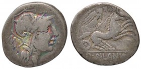 ROMANE REPUBBLICANE - JUNIA - D. Junius Silanus L. f. (91 a.C.) - Denario - Testa di Roma a d. /R La Vittoria su biga a d. B. 15; Cr. 337/3 (AG g. 3,4...