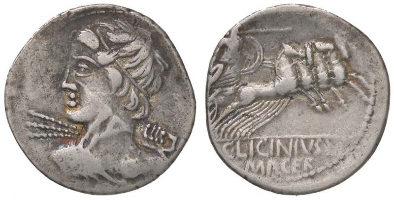 ROMANE REPUBBLICANE - LICINIA - C. Licinius L. f. Macer (84 a.C.) - Denario - Bu...