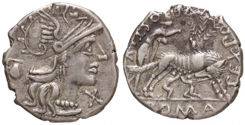 ROMANE REPUBBLICANE - POMPEIA - Sex. Pompeius Fostlus (137 a.C.) - Denario - Tes...