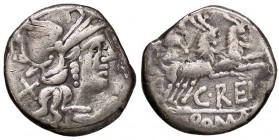 ROMANE REPUBBLICANE - RENIA - C. Renius (138 a.C.) - Denario - Testa di Roma a d. /R Giunone Caprotina su biga a d. trainata da due caproni B. 1; Cr. ...