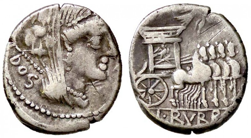 ROMANE REPUBBLICANE - RUBRIA - L. Rubrius Dossenus (87 a.C.) - Denario - Testa d...
