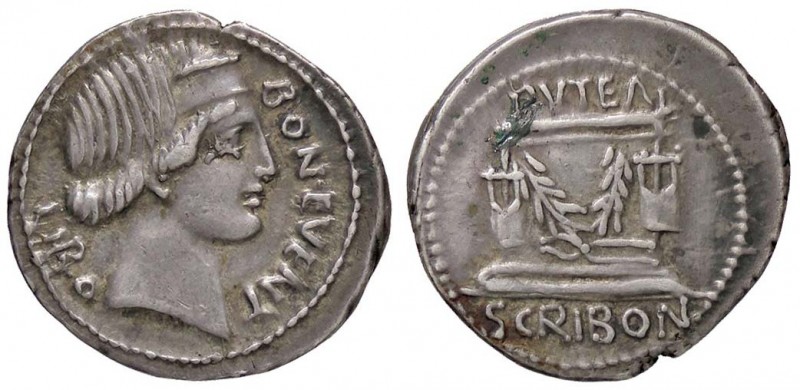 ROMANE REPUBBLICANE - SCRIBONIA - L. Scribonius Libo (62 a.C.) - Denario - Testa...