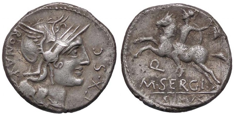ROMANE REPUBBLICANE - SERGIA - M. Sergius Silus (116-115 a.C.) - Denario - Testa...