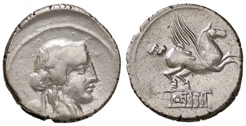 ROMANE REPUBBLICANE - TITIA - Q. Titius (90 a.C.) - Denario - Testa di Bacco a d...