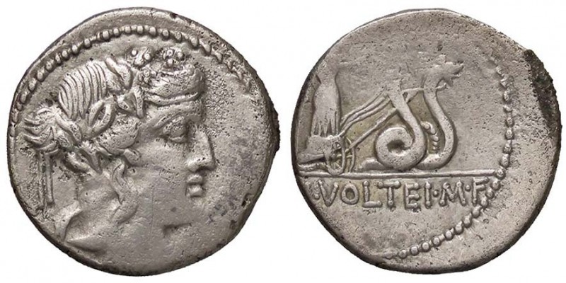 ROMANE REPUBBLICANE - VOLTEIA - M. Volteius M. f. (78 a.C.) - Denario - Testa di...