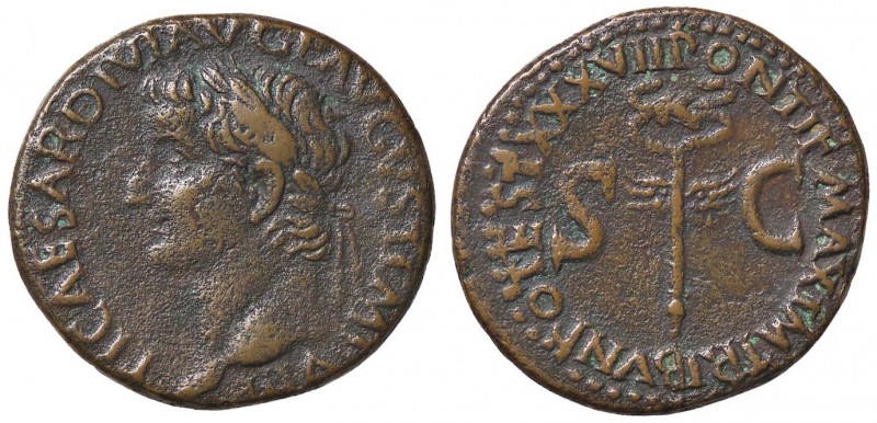 ROMANE IMPERIALI - Tiberio (14-37) - Asse - Testa laureata a s. /R Caduceo C. 22...