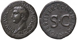 ROMANE IMPERIALI - Druso († 23) - Asse - Testa a s. /R SC entro corona C. 2; RIC 45 (AE g. 10,97)
BB/BB+