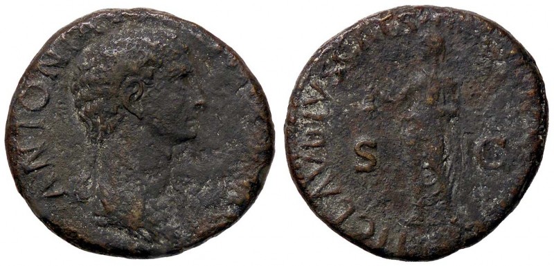 ROMANE IMPERIALI - Antonia (moglie di Nerone Druso) - Dupondio - Busto drappeggi...
