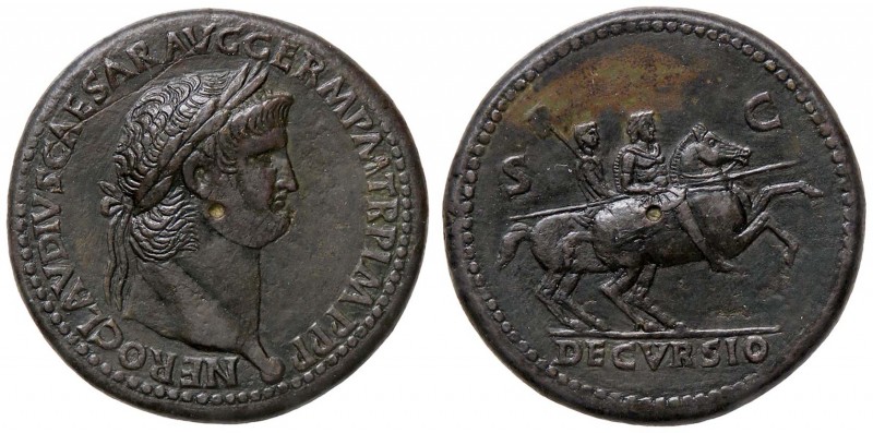 ROMANE IMPERIALI - Nerone (54-68) - Sesterzio - Testa laureata a d. /R Nerone co...