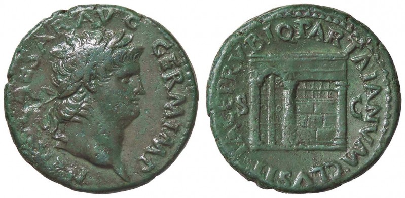ROMANE IMPERIALI - Nerone (54-68) - Asse - Testa laureata a d. /R Tempio di Gian...