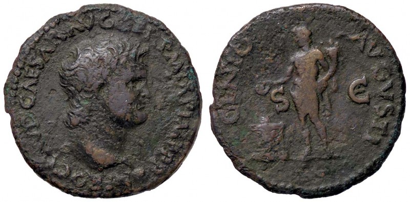 ROMANE IMPERIALI - Nerone (54-68) - Asse - Testa laureata a d. /R Il Genio stant...