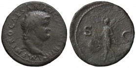 ROMANE IMPERIALI - Nerone (54-68) - Asse - Testa a d. /R La Vittoria in volo a s. con scudo C. 302; RIC 543 (AE g. 9,65)
qBB