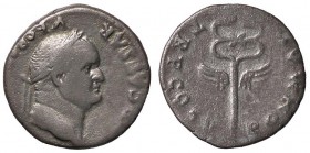 ROMANE IMPERIALI - Vespasiano (69-79) - Denario - Busto laureato a d. /R Caduceo C. 361; RIC 73 (AG g. 3,18)
meglio di MB