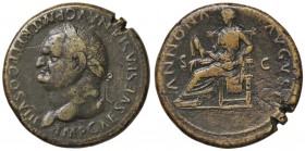 ROMANE IMPERIALI - Vespasiano (69-79) - Sesterzio - Testa laureata a s. /R L'Abbondanza seduta a s. C. 34 (AE g. 34,59)COS VIII
qBB