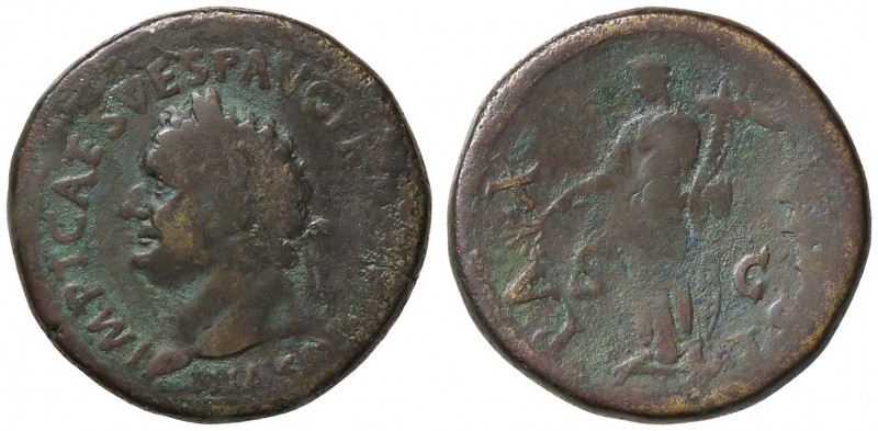 ROMANE IMPERIALI - Tito (79-81) - Sesterzio - Testa laureata a s. /R La Pace sta...
